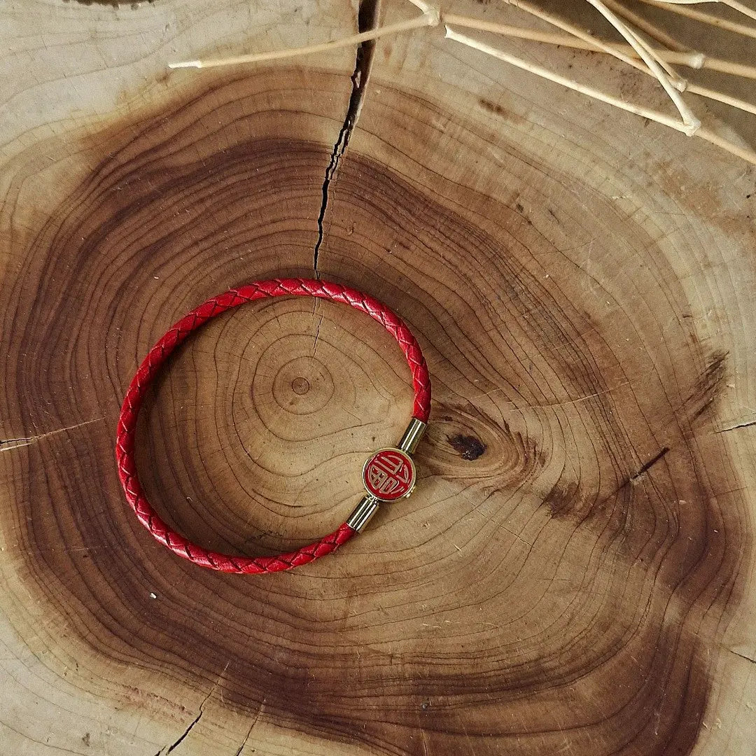 Pulseira Vermelha Couro da Sorte