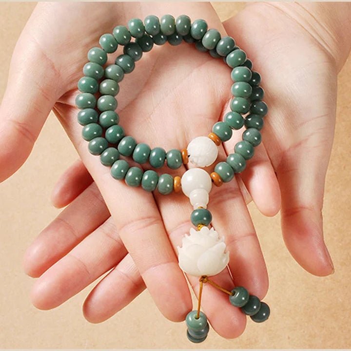 Pulseira do Sucesso em Sementes de Lótus Ciano