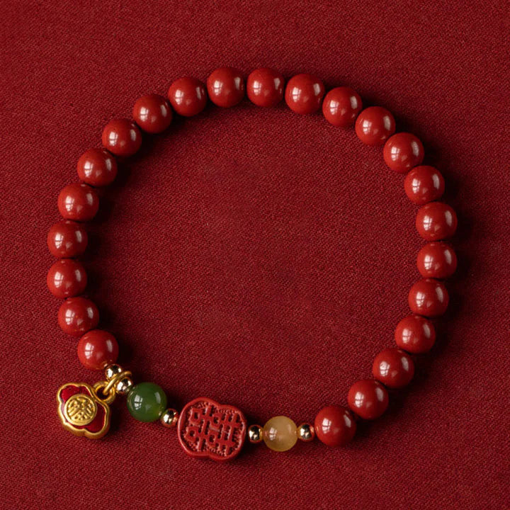 Pulseira Budista da Felicidade em Cinábrio