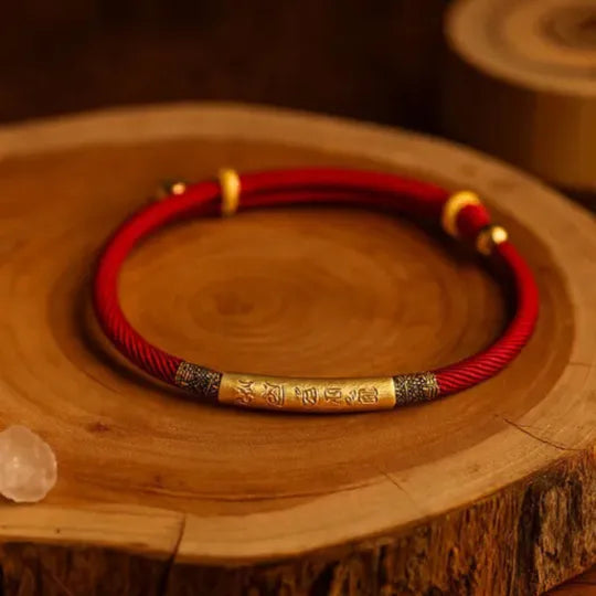 Pulseira Tibetana Mani Vermelho e Dourada
