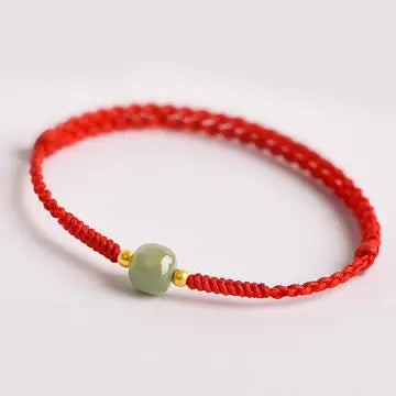 Pulseira Vermelha Trançada da Prosperidade em Jade