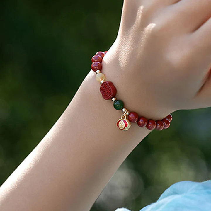 Pulseira Budista da Felicidade em Cinábrio