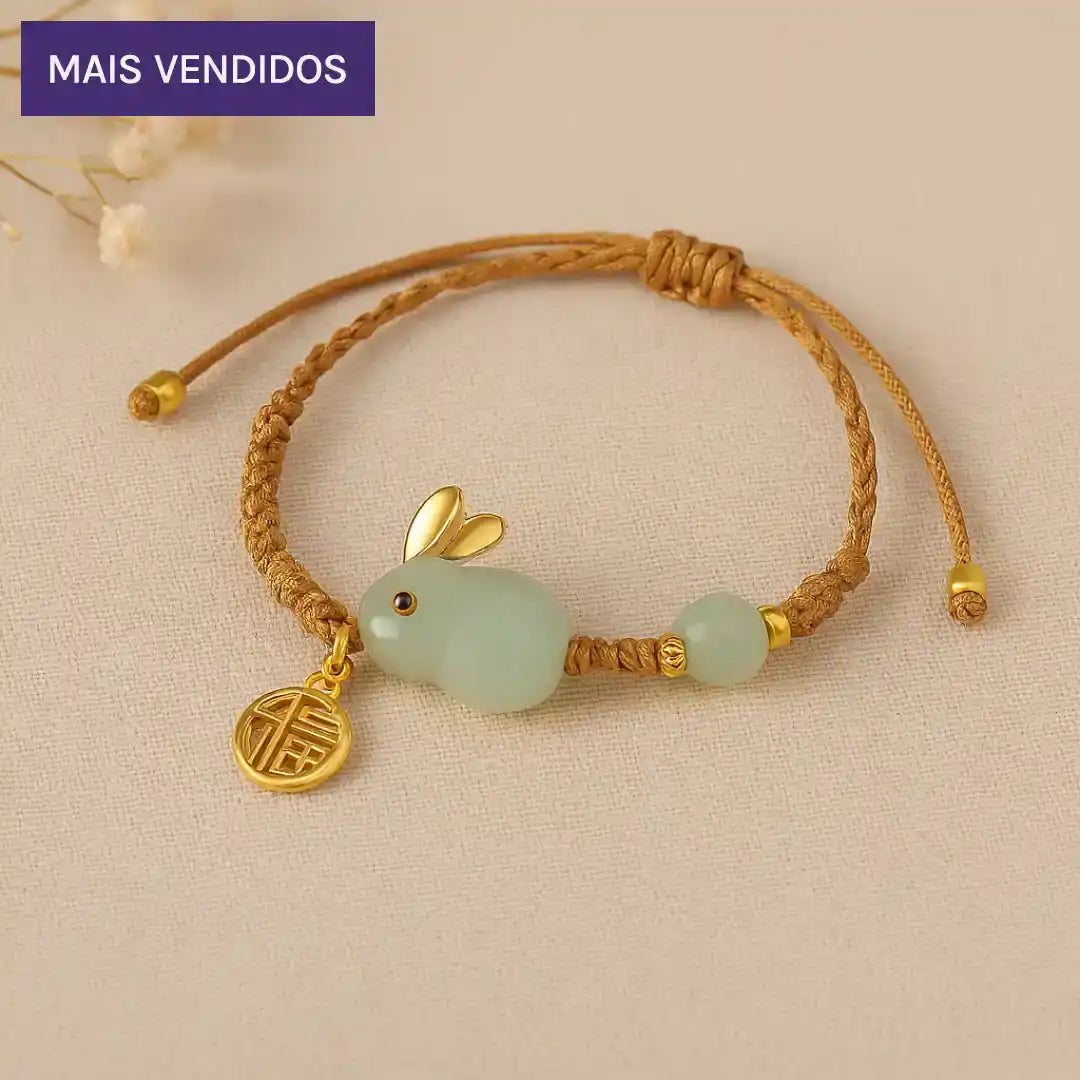 Pulseira Coelho da Felicidade em Jade