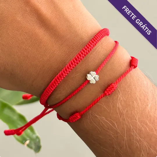 Oferta: Compre 1 Pulseira da Kabbalah e 7 nós e ganhe 1 Pulseira Trevo da Sorte
