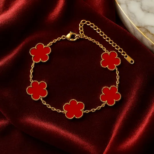 Pulseira Folhas do Amor e Sorte Vermelha