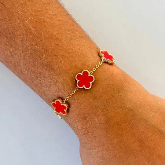 Pulseira Folhas do Amor e Sorte Vermelha