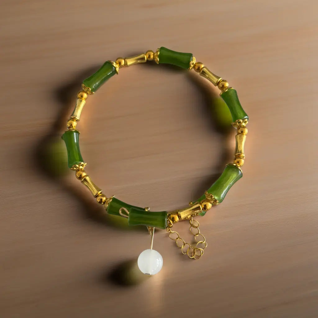 Pulseira Bambu Verde da Sorte em Jade