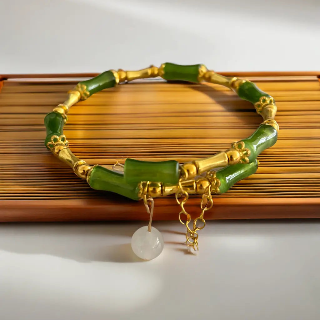 Pulseira Bambu Verde da Sorte em Jade