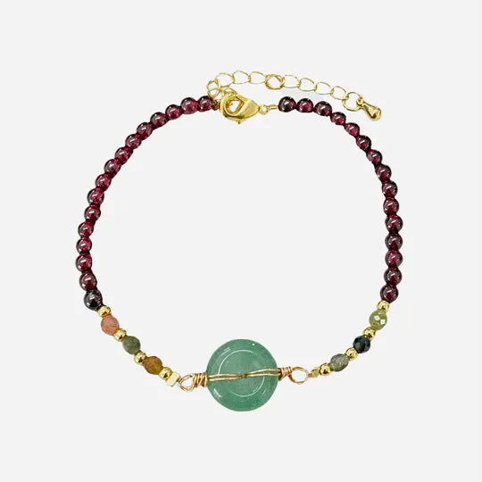 Pulseira Roda da Proteção em Granada Natural