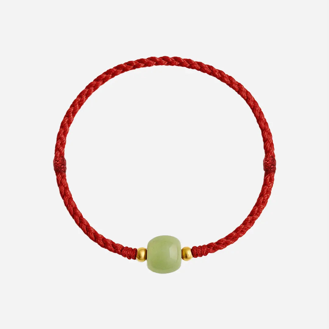Pulseira Vermelha Trançada da Prosperidade em Jade