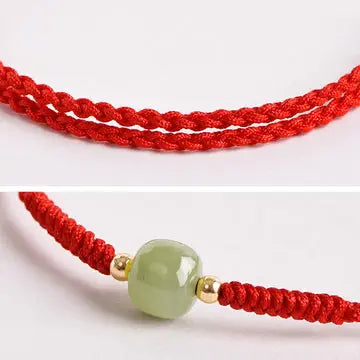 Pulseira Vermelha Trançada da Prosperidade em Jade