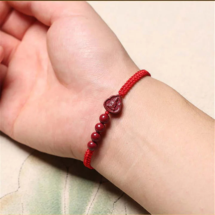 Pulseira Buda da Serenidade em Cinábrio Vermelho