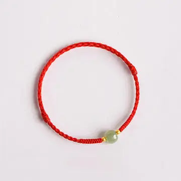 Pulseira Vermelha Trançada da Prosperidade em Jade