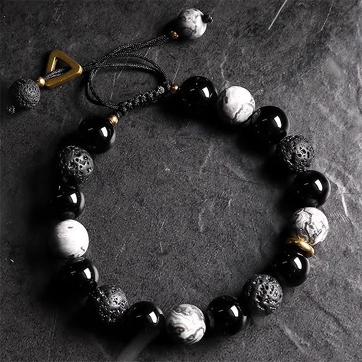 Pulseira da Força em Obsidiana Negra