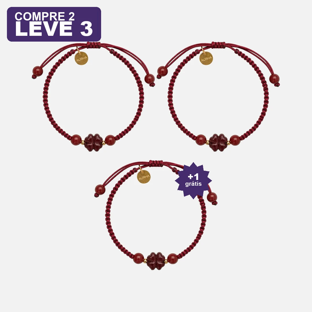 Pulseira Vermelha das Bênçãos em Trevo de Quatro Folhas — oferta leve 3 pague 2
