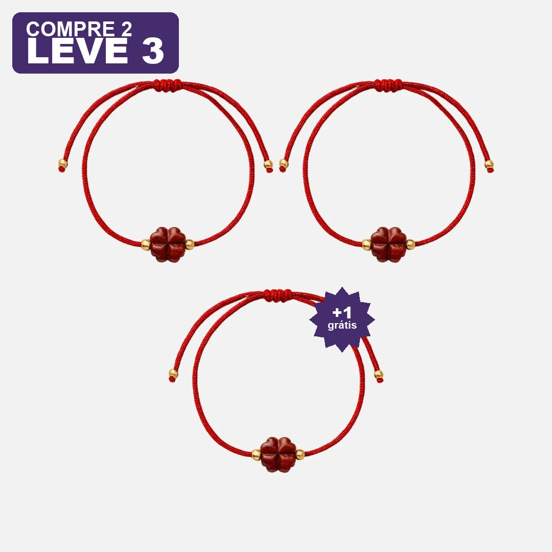 Pulseira Vermelha Trevo da Riqueza — oferta leve 3 pague 2