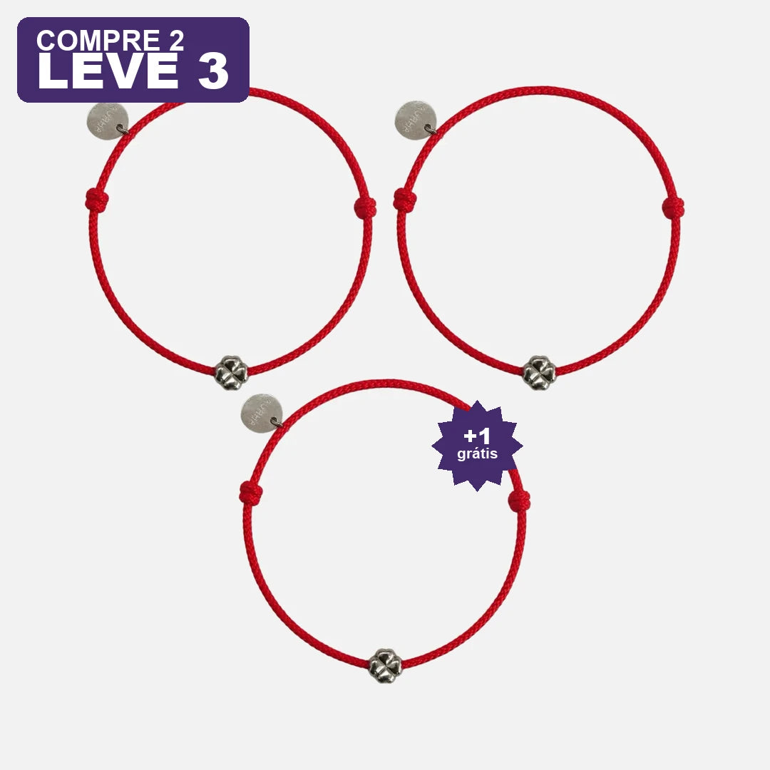 Pulseira Vermelha Trevo da Sorte — oferta leve 3 pague 2