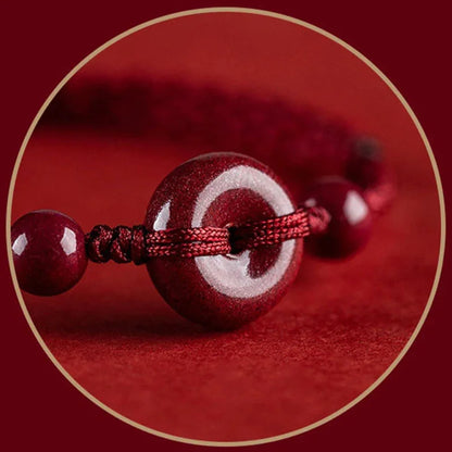 Pulseira Tibetana das Bênçãos em Cinábrio Vermelho — detalhe