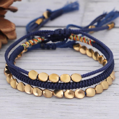 Pulseiras Budistas Da Tripla Proteção Azul — detalhe