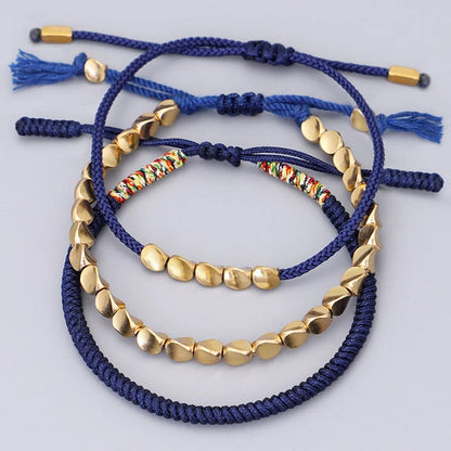 Pulseiras Budistas Da Tripla Proteção Azul — detalhe
