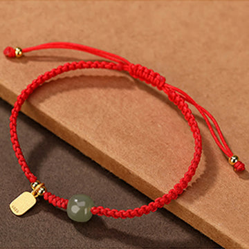 Pulseira Vermelha da Riqueza com Jade Hetian