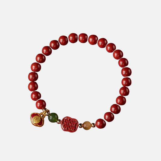 Pulseira Budista da Felicidade em Cinábrio