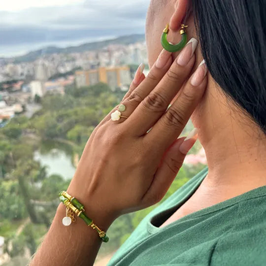 Pulseira Bambu Verde da Sorte em Jade