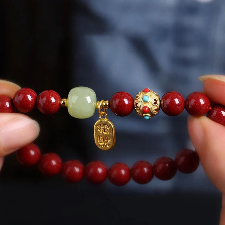 Pulseira da Proteção e Fortuna em Cinábrio