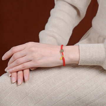 Pulseira Vermelha da Riqueza com Jade Hetian