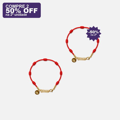 Pulseira Premium dos 7 Nós Vermelha com Dourado — compre 2 e ganhe 50% OFF na 2ª