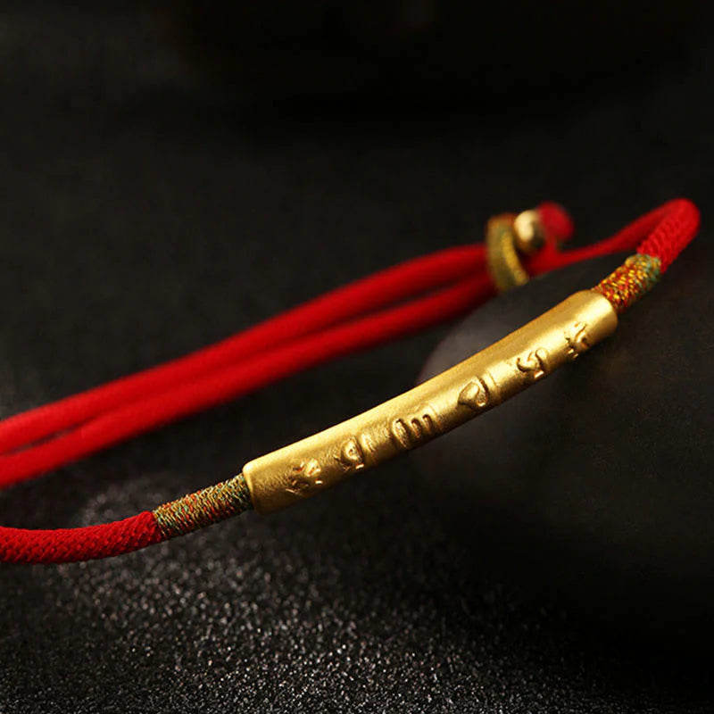 Pulseira Tibetana Mani Vermelho e Dourada