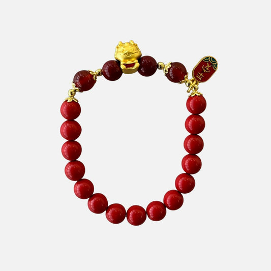 Pulseira Dragão da Proteção em Cinábrio Natural