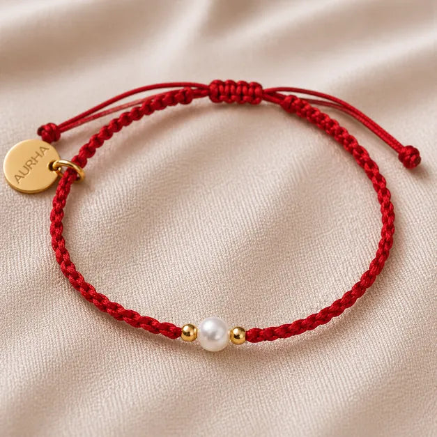 Pulseira Vermelha da Cura Contas de Pérolas