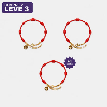 Pulseira Premium dos 7 Nós Vermelha com Dourado