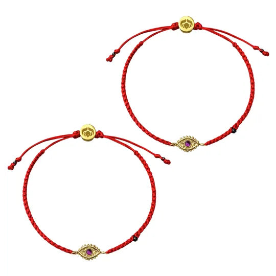 [Compre 1 e Leve 2] Pulseira Vermelha Contra Ansiedade e Mau-Olhado Dourada