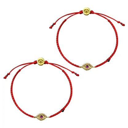 [Compre 1 e Leve 2] Pulseira Vermelha Contra Ansiedade e Mau-Olhado Dourada