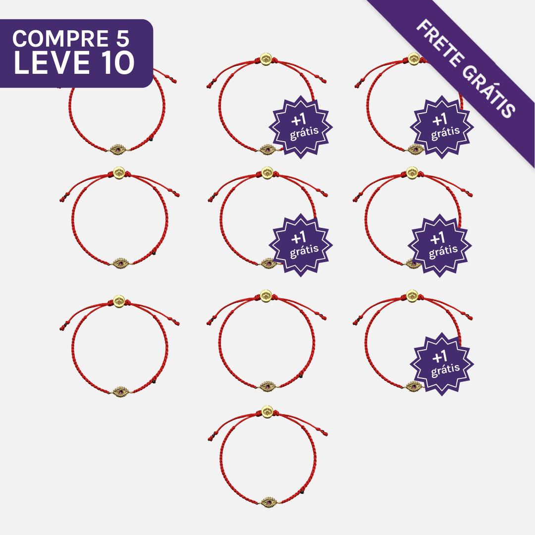 Pulseira Vermelha Contra Ansiedade e Mau-Olhado Dourada