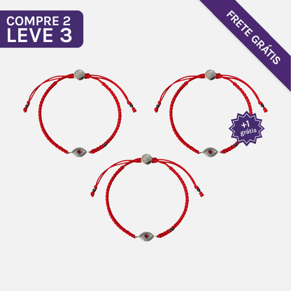 Pulseira Vermelha Contra Ansiedade e Mau-Olhado Prateada