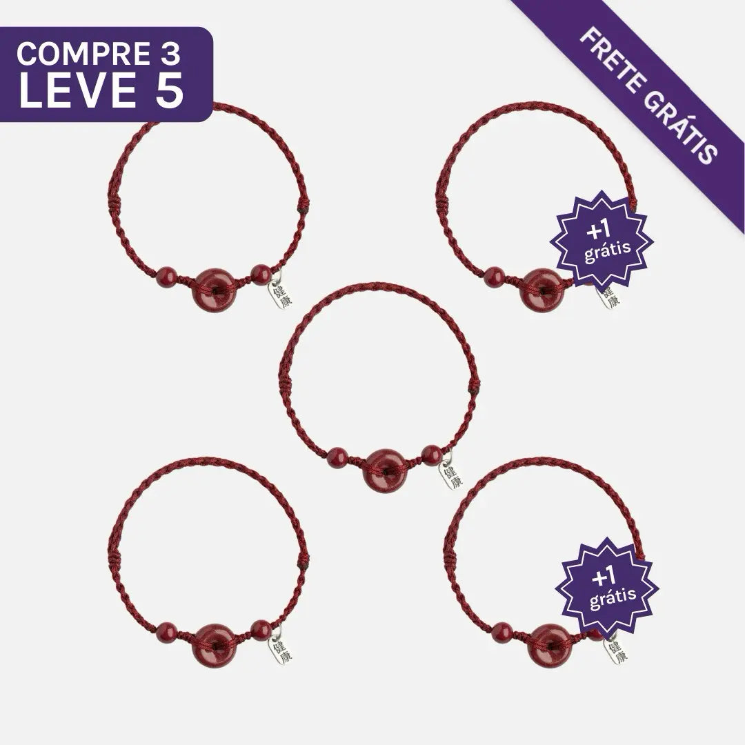 Pulseira Tibetana das Bênçãos em Cinábrio Vermelho