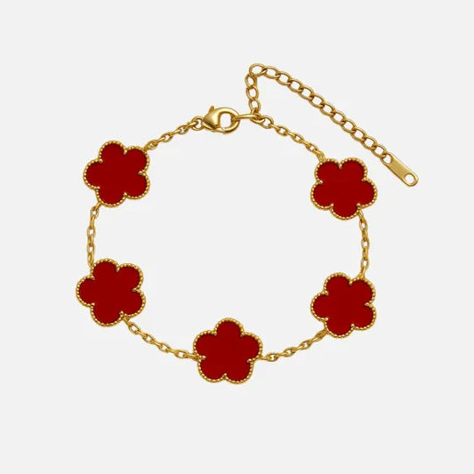 Pulseira Folhas do Amor e Sorte Vermelha