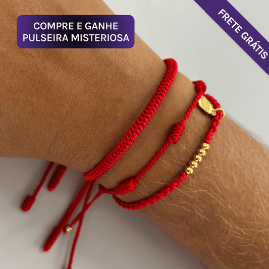 Oferta: Compre 1 Pulseira da Kabbalah e 7 nós e ganhe 1 Pulseira Vermelha da Prosperidade