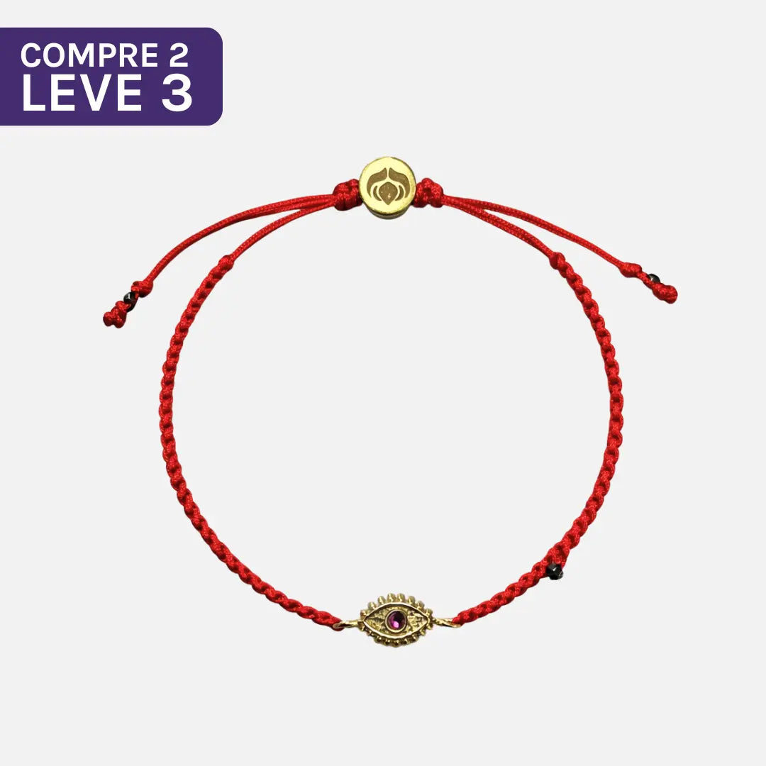 Pulseira Vermelha Contra Ansiedade e Mau-Olhado Dourada