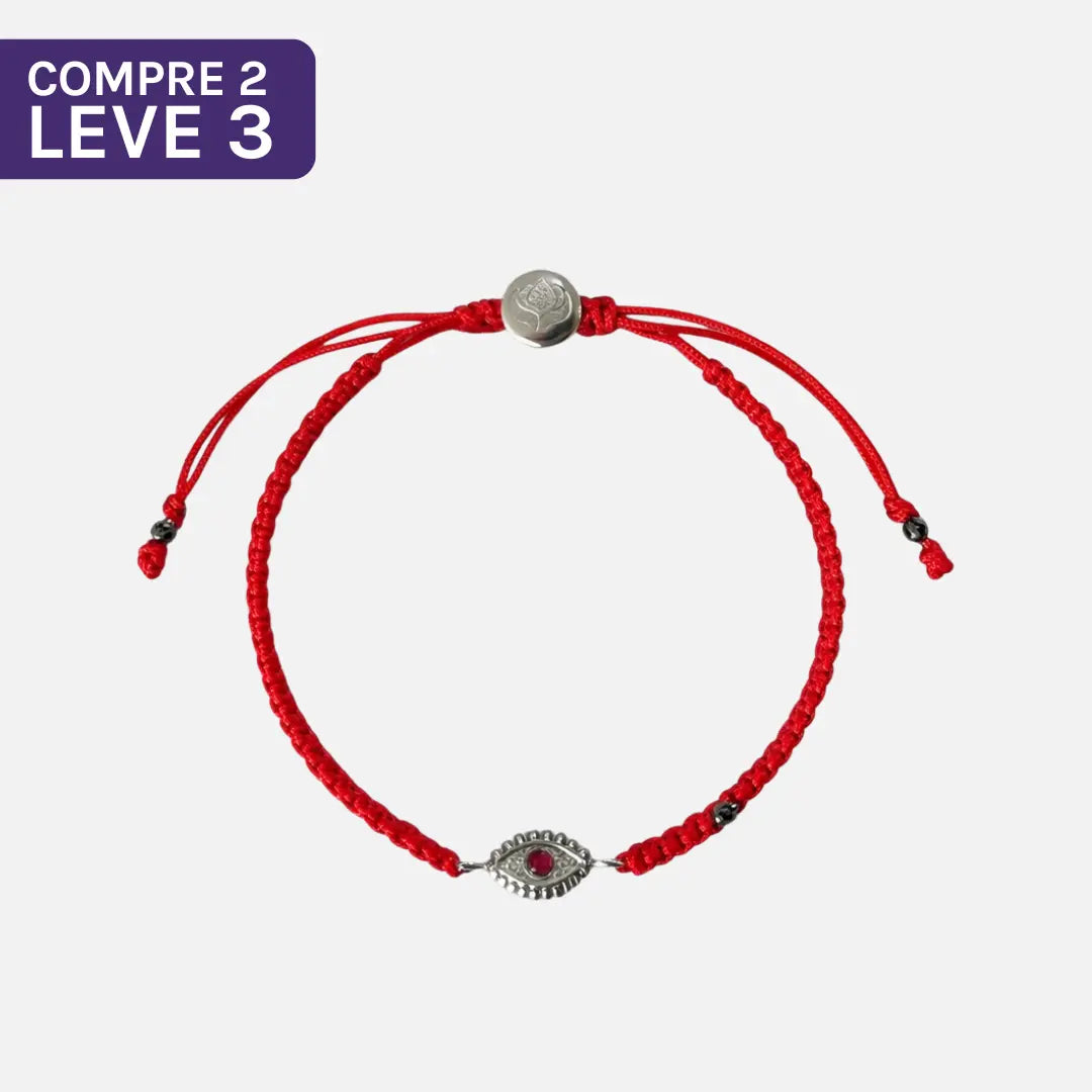 Pulseira Vermelha Contra Ansiedade e Mau-Olhado Prateada