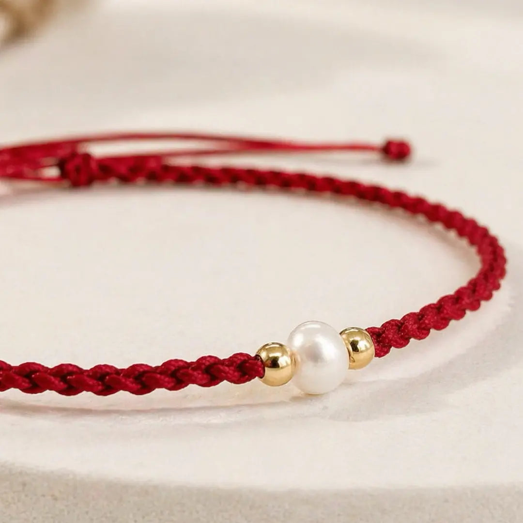 Pulseira Vermelha da Cura Contas de Pérolas