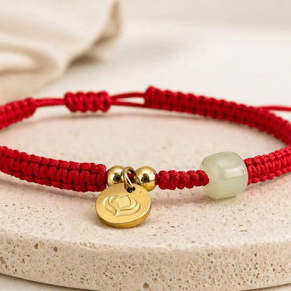 Pulseira Vermelha da Riqueza com Jade Hetian