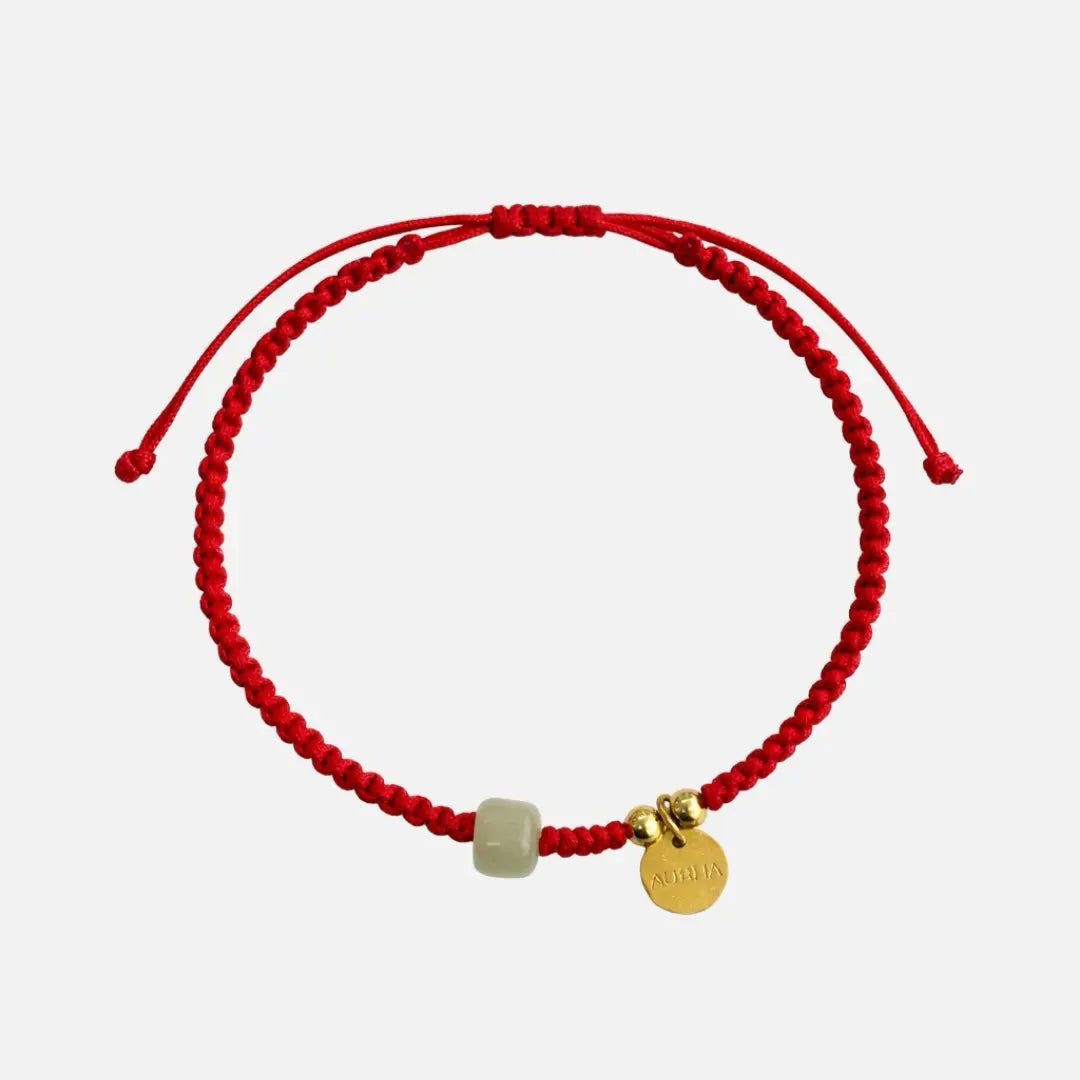 Pulseira Vermelha da Riqueza com Jade Hetian
