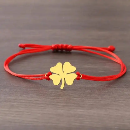 Pulseira Vermelha da Sorte em Trevo de 4 Folhas