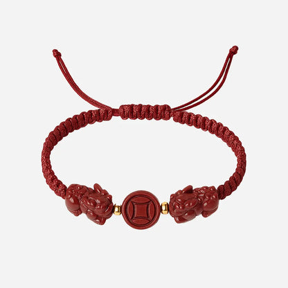 Pulseira Pixiu da Proteção e Boa Sorte em Cinábrio