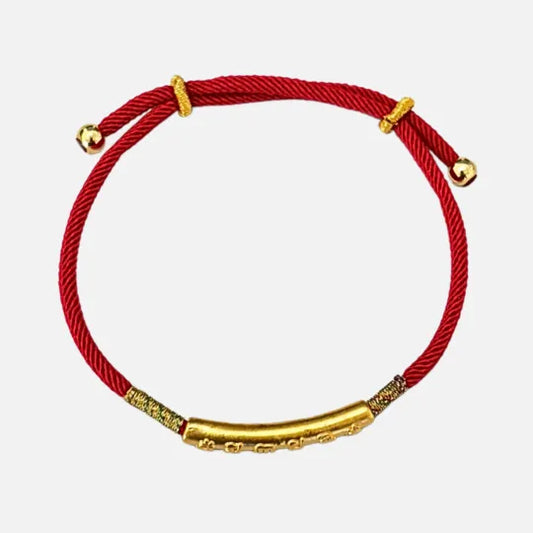 Pulseira Tibetana Mani Vermelho e Dourada