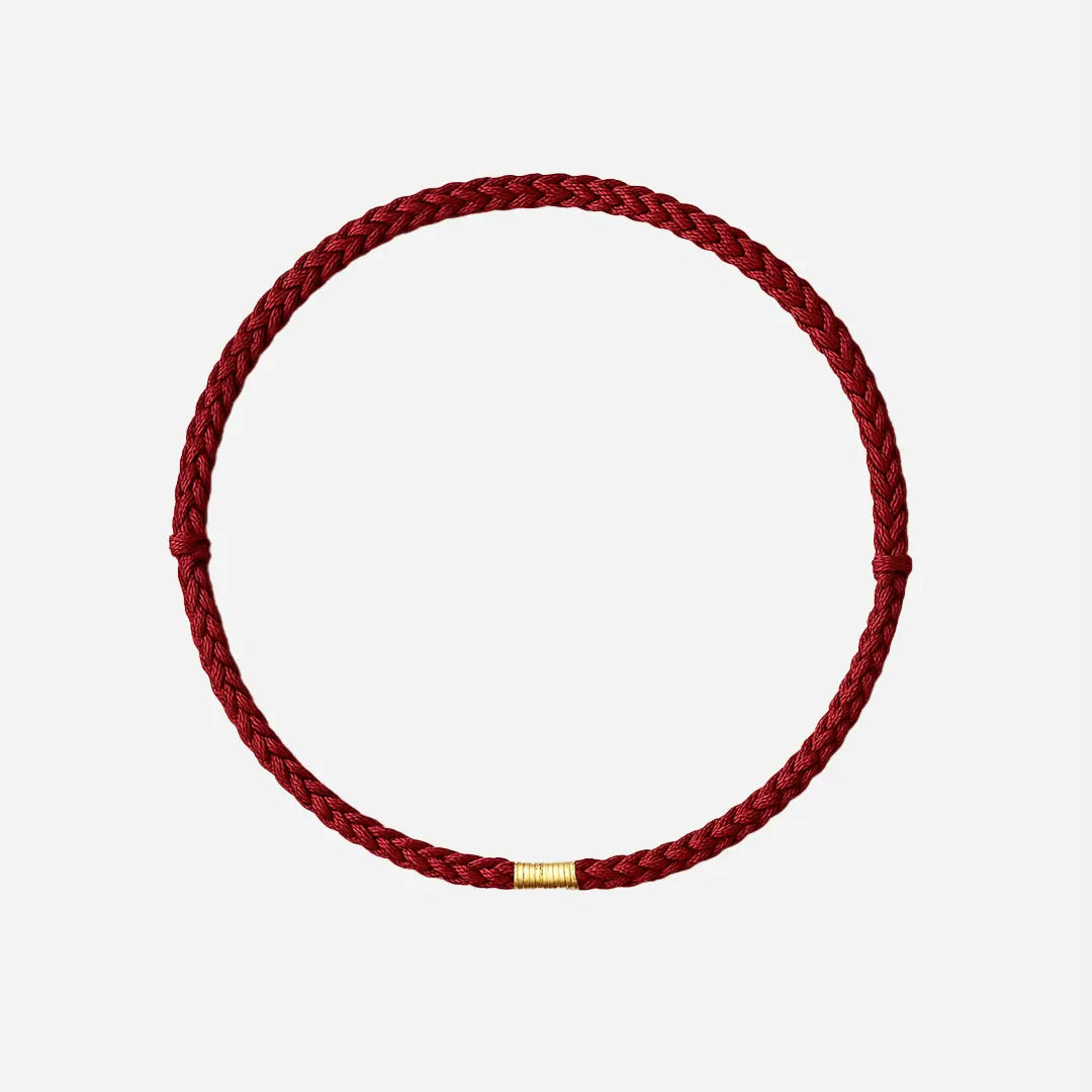 Pulseira Trançada com Contas Douradas da Sorte